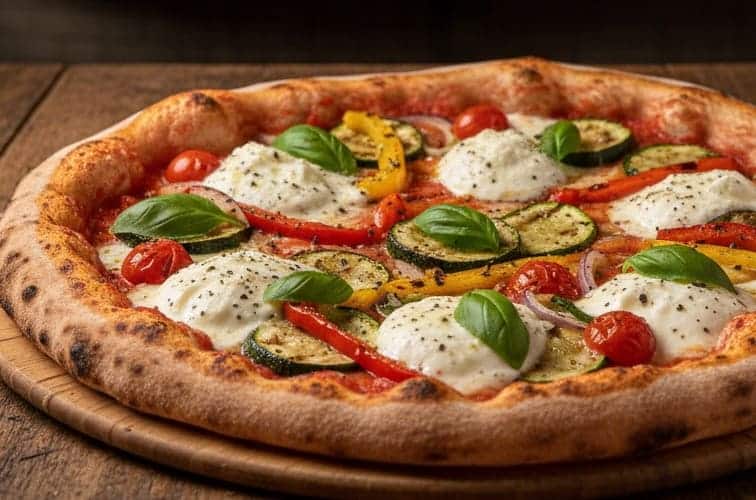Fior di Latte Pizza als Variante mit gegrilltem Gemüse