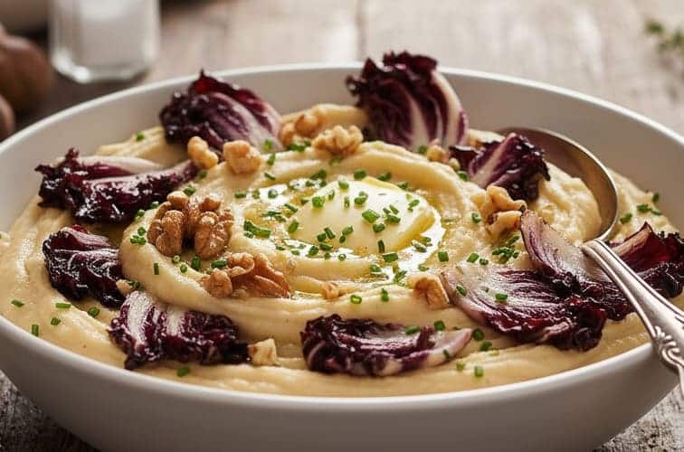 Kartoffel-Maronen-Püree in einer Variante mit Radicchio