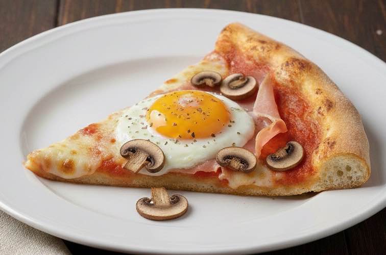 Pizza alla Bismarck mit Champignons