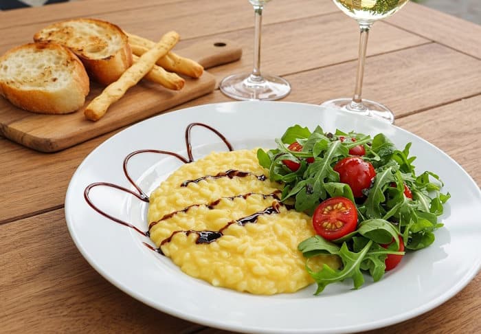 Risotto mit Rucola Salat als Beilage